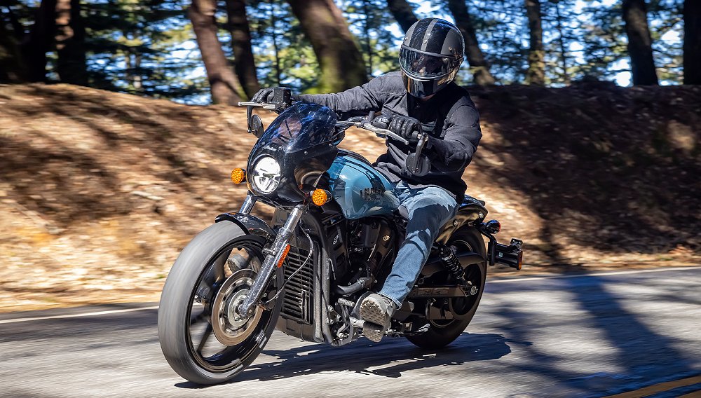 Dustin rides the Sport Scout through tree-lined roads in Santa Cruz, California.