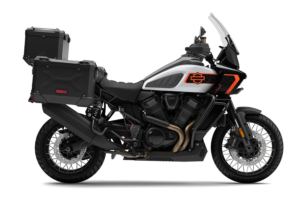 studio photo of the fully equipped Pan America adventure motorcycle